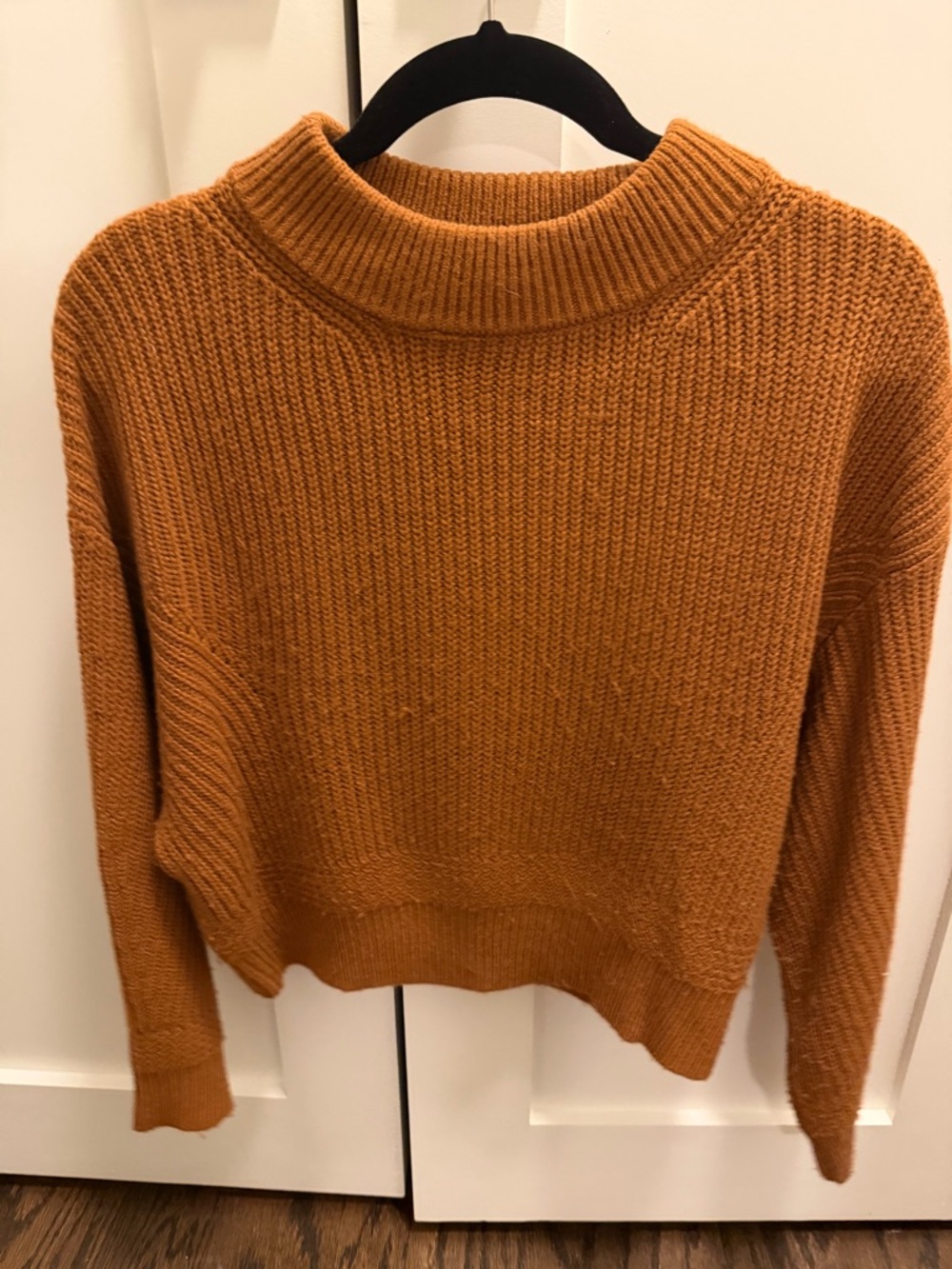 Line & Dot Ribbed Mock Neck Sweater - Mustard Brown